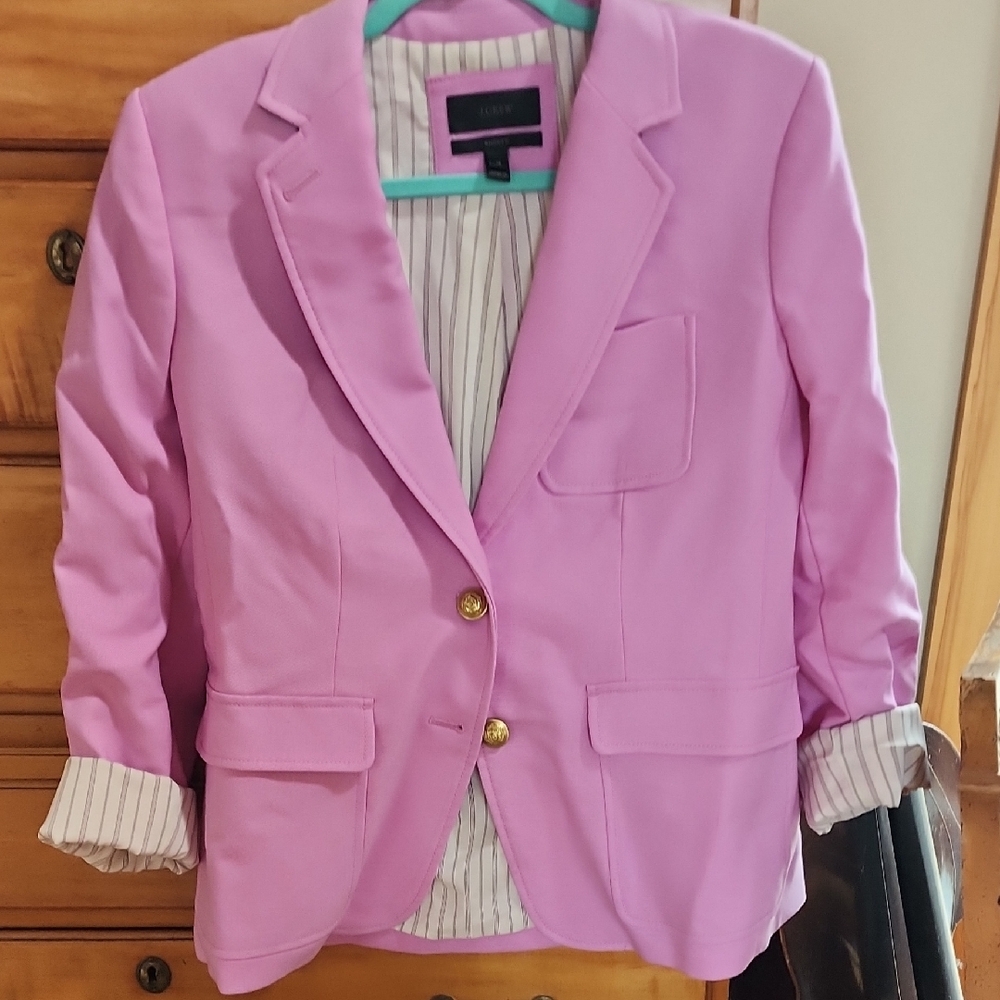 JCrew Pink Blazer with Gold Buttons